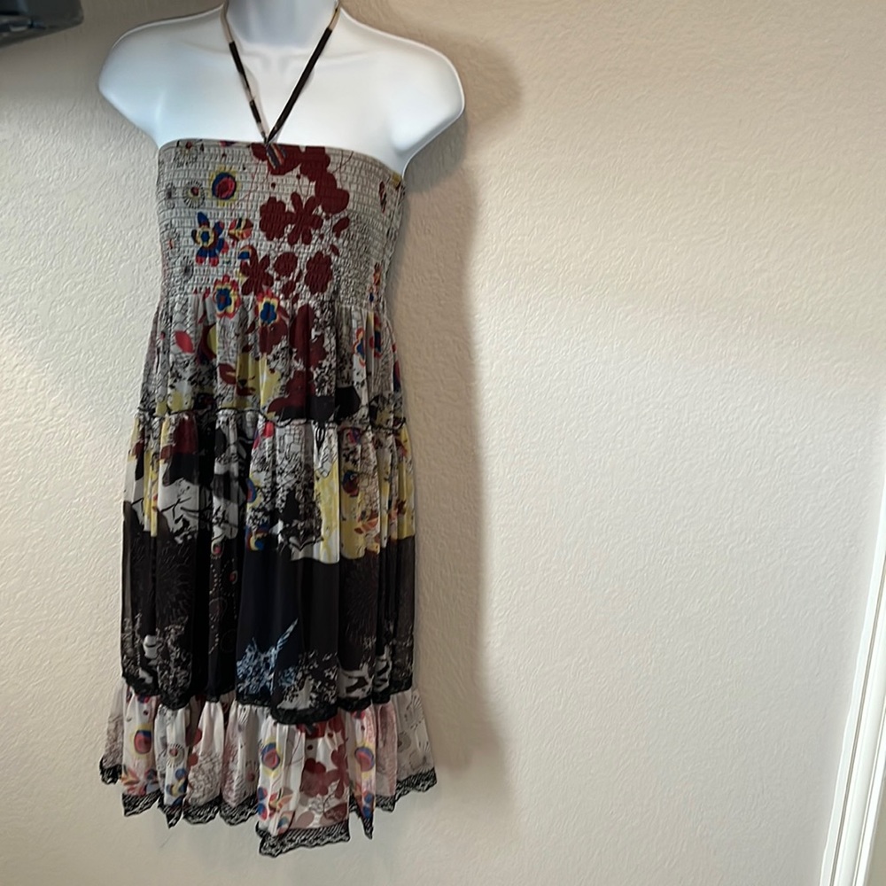 Smocked strapless beach dress swim coverup